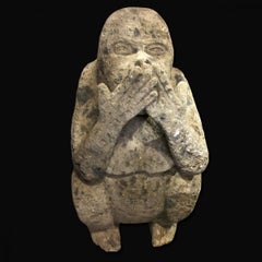Set of Three Stone Sculptures Depicting Three Monkeys of Different Sizei