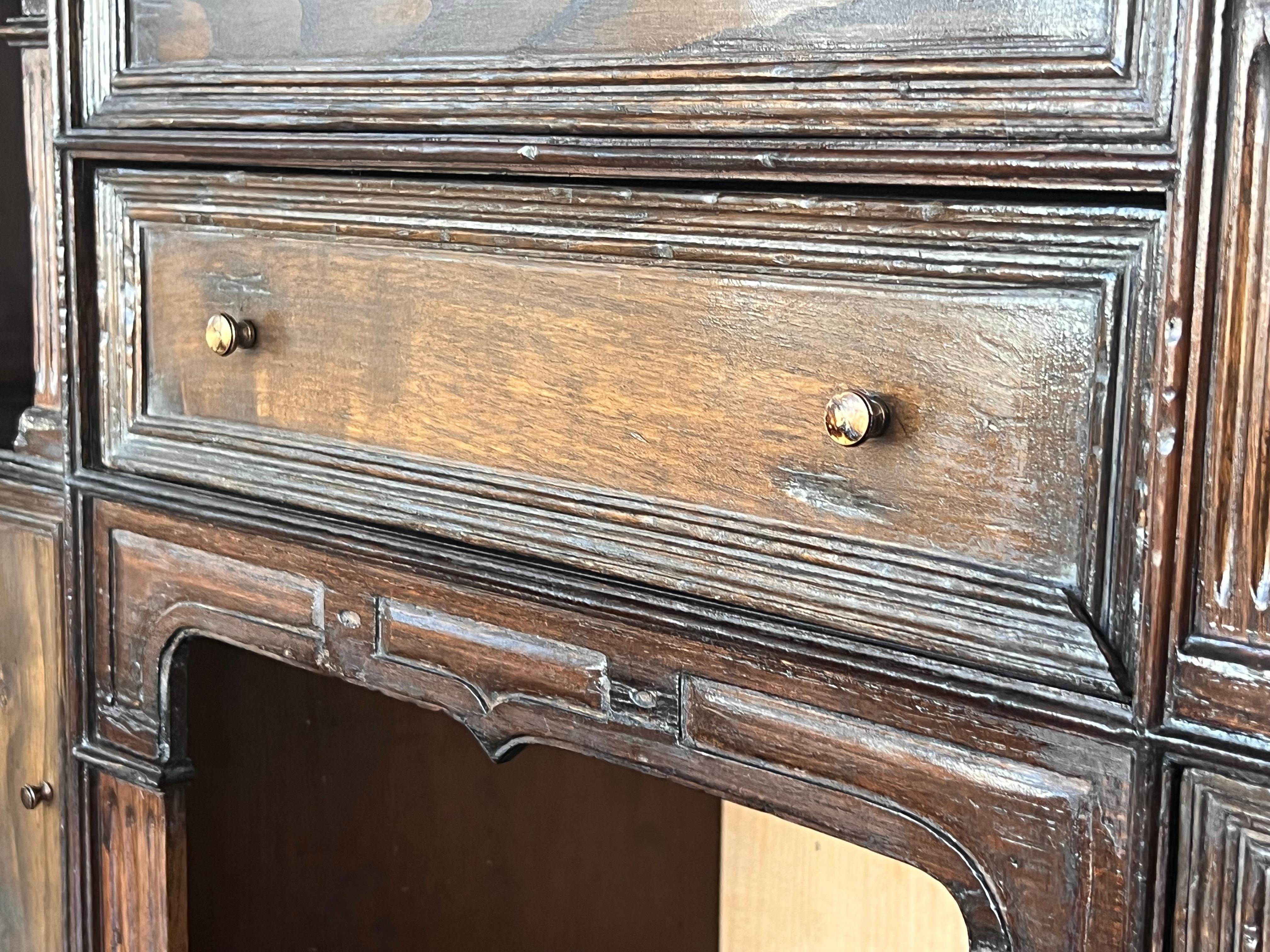 17th Spanish Walnut Cabinet on Stand, Desk, Original ‘Bargueño’ For Sale 7