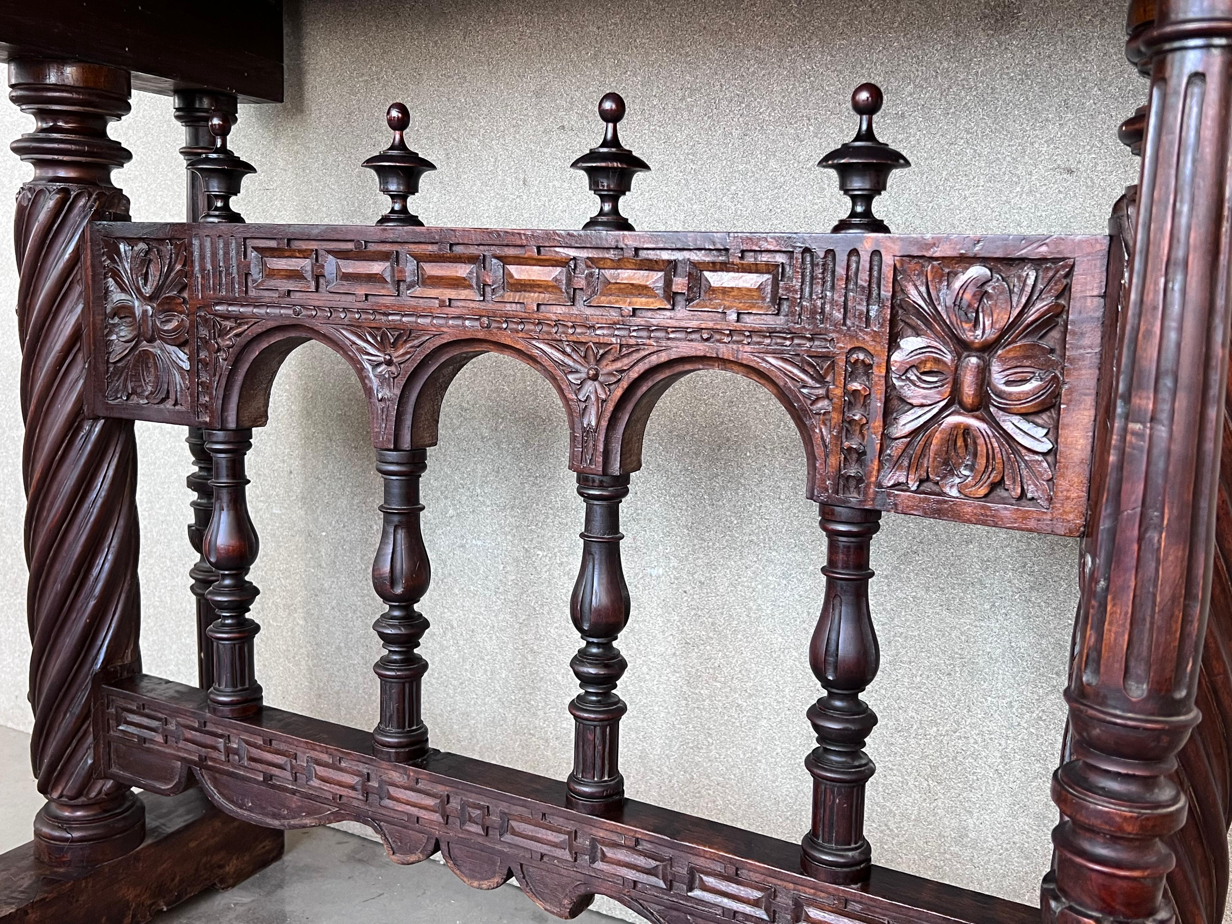 17th Spanish Walnut Cabinet on Stand, Desk, Original ‘Bargueño’ For Sale 13