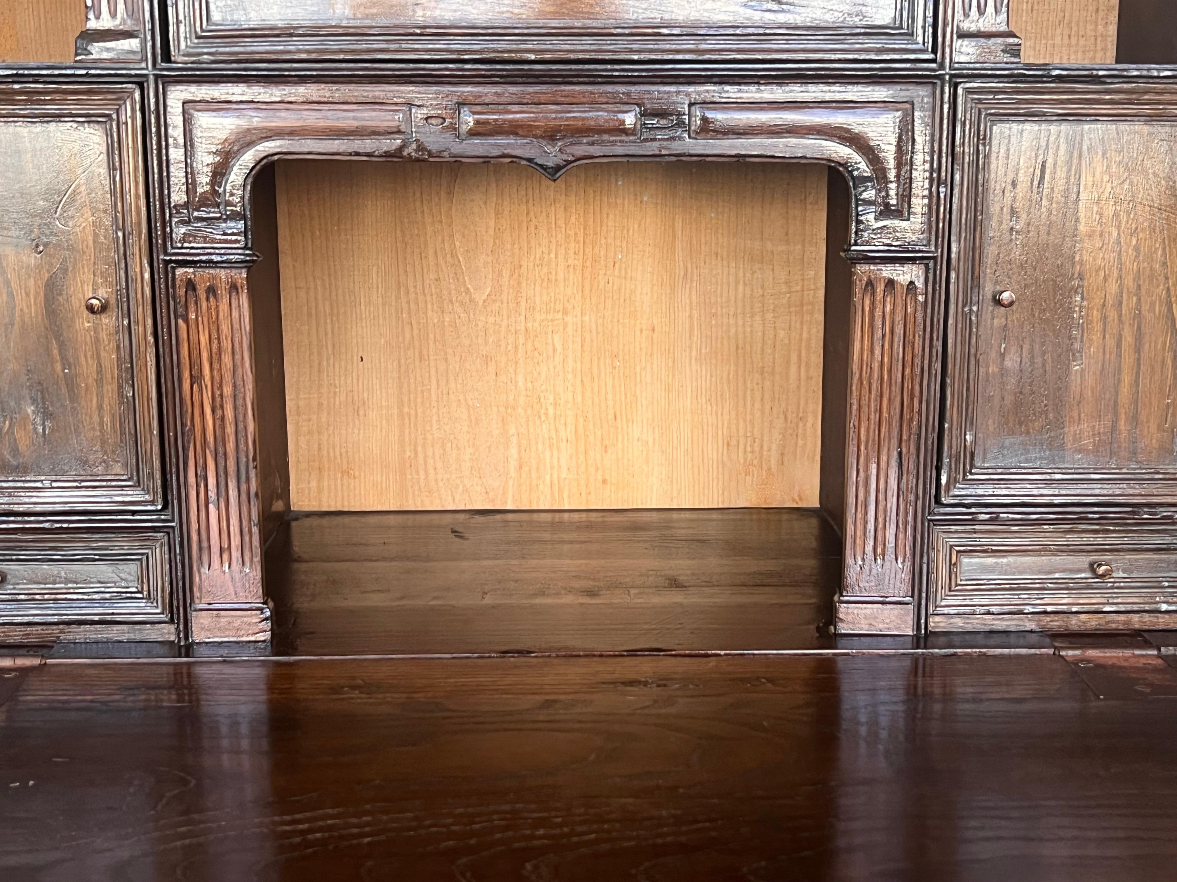 17th Spanish Walnut Cabinet on Stand, Desk, Original ‘Bargueño’ For Sale 13