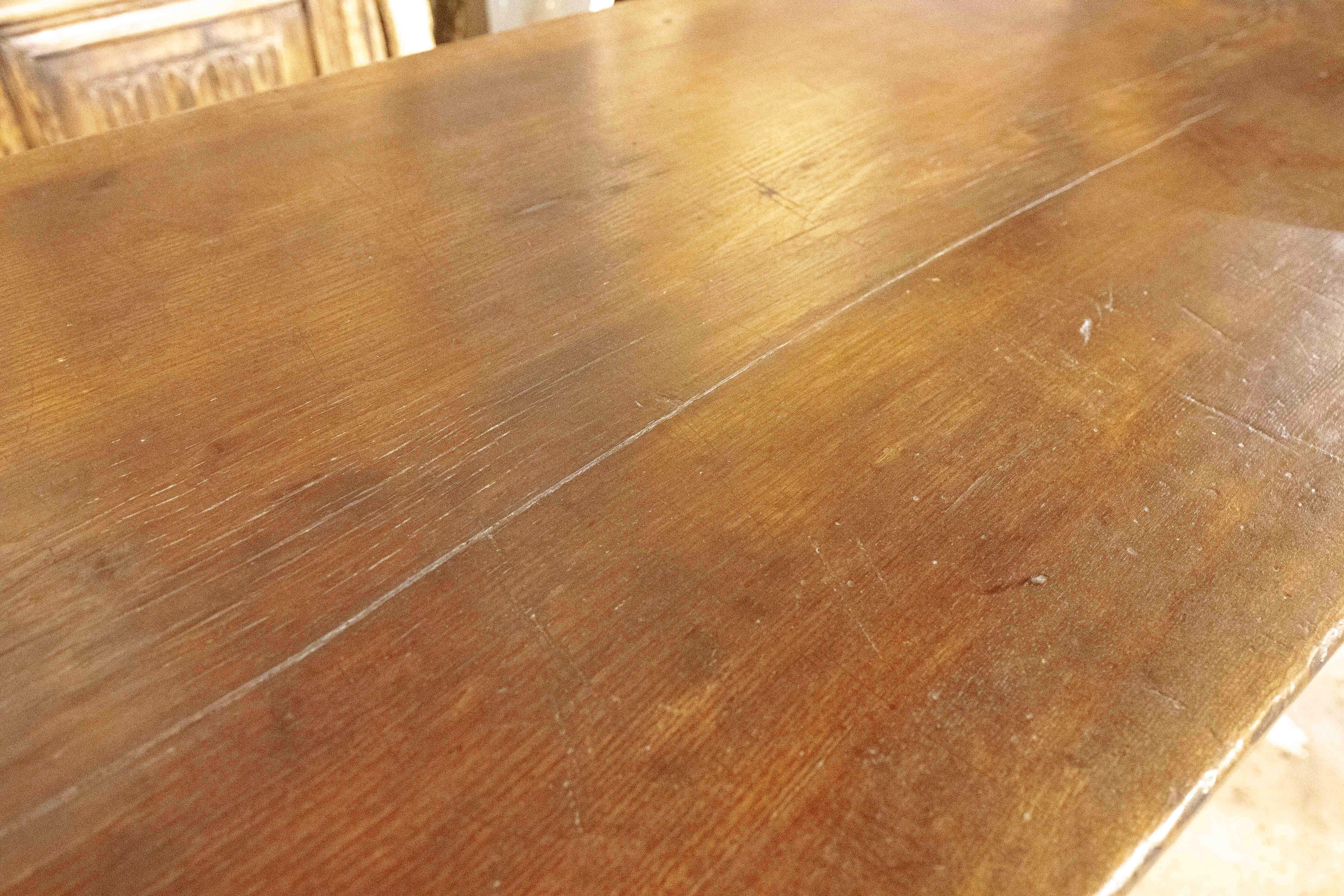 17th Spanish Walnut Table with Hand Carved Drawers & Turned Legs 9