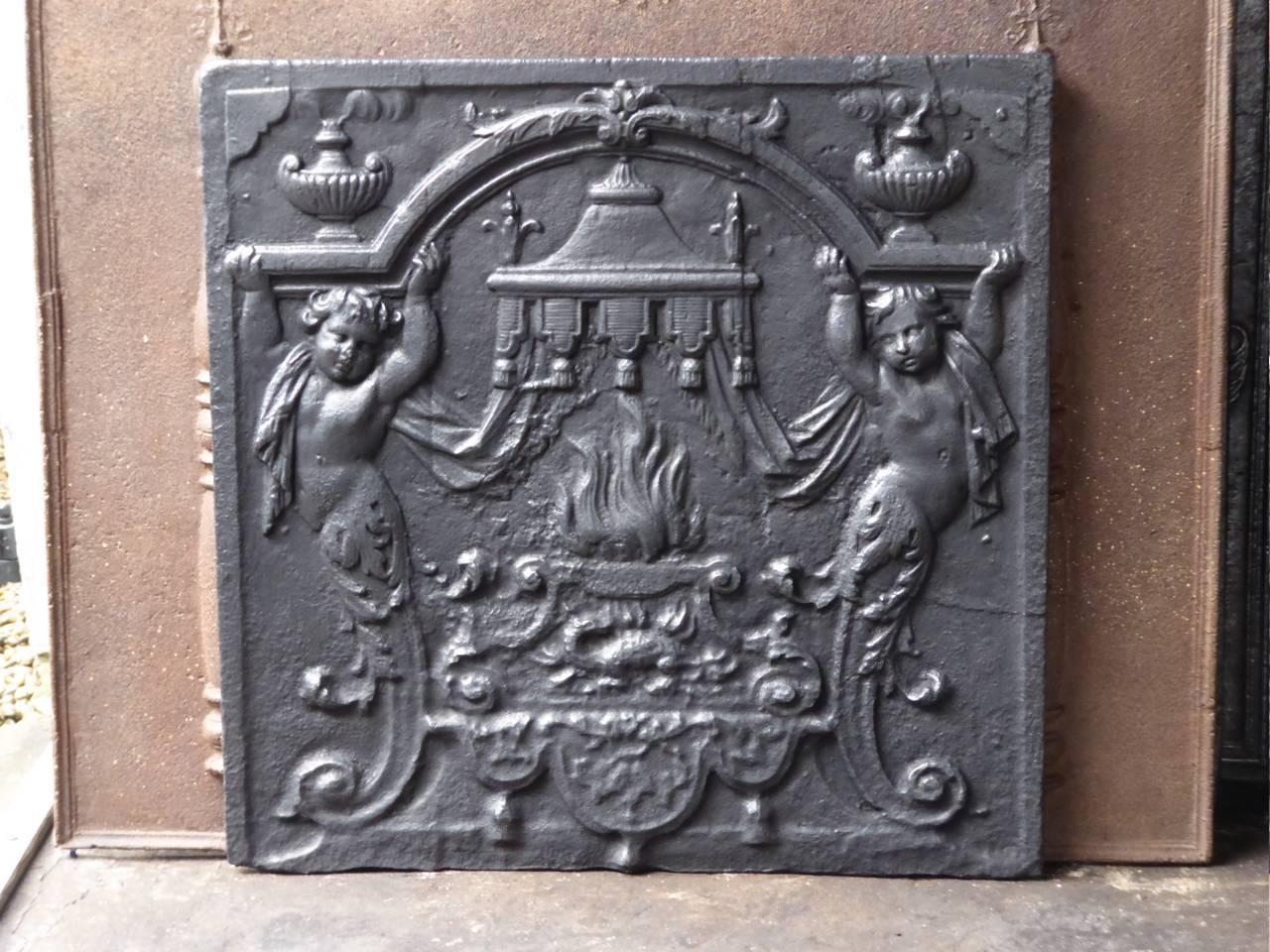 17th-18th century French fireback with coat of arms of France.

We have a unique and specialized collection of antique and used fireplace accessories consisting of more than 1000 listings at 1stdibs. Amongst others, we always have 300+ firebacks,