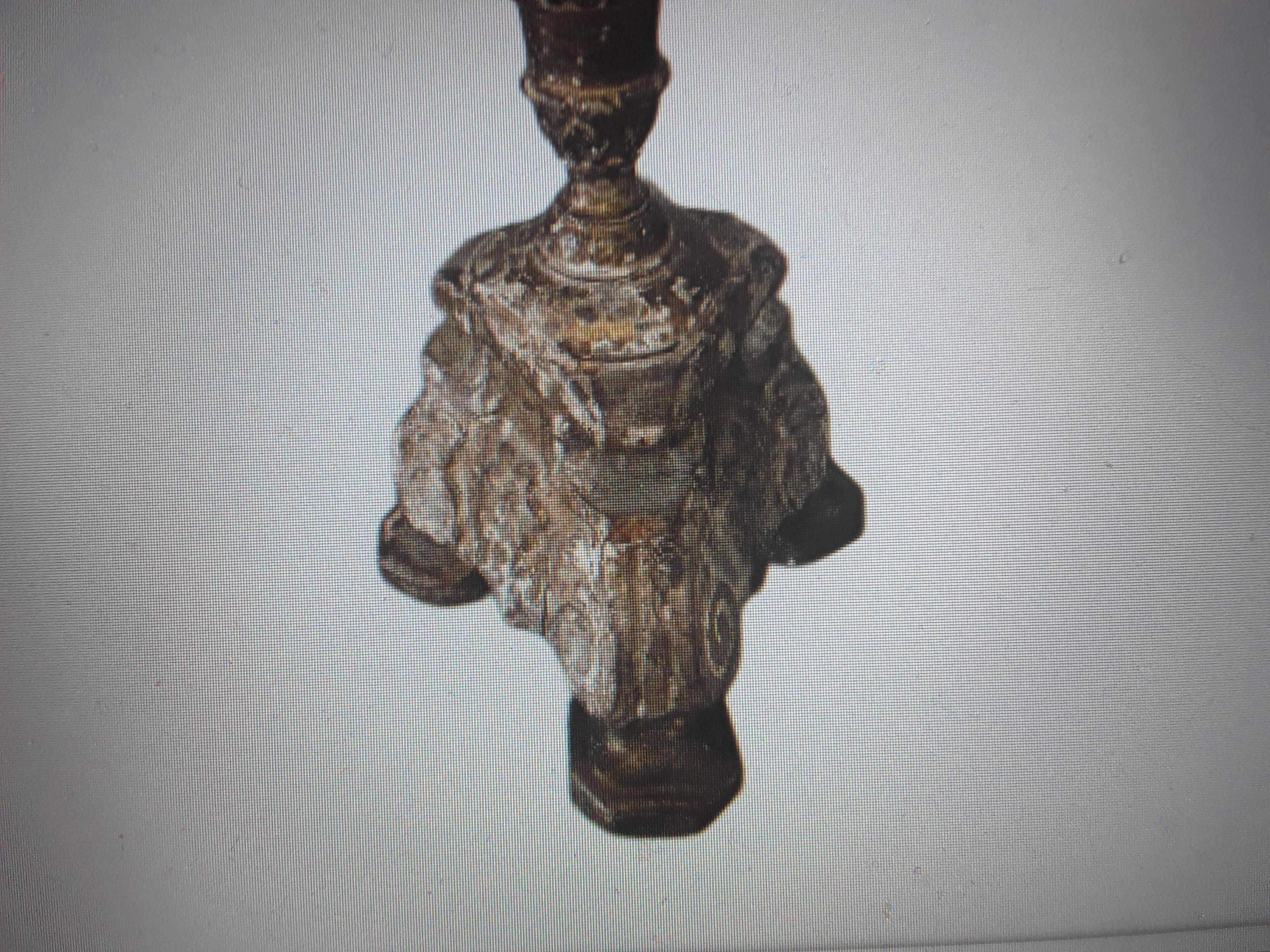 17thc Antique French Louis XVI Carved Wood Candle Holder/ Now a Lamp Gilt Traces For Sale 8