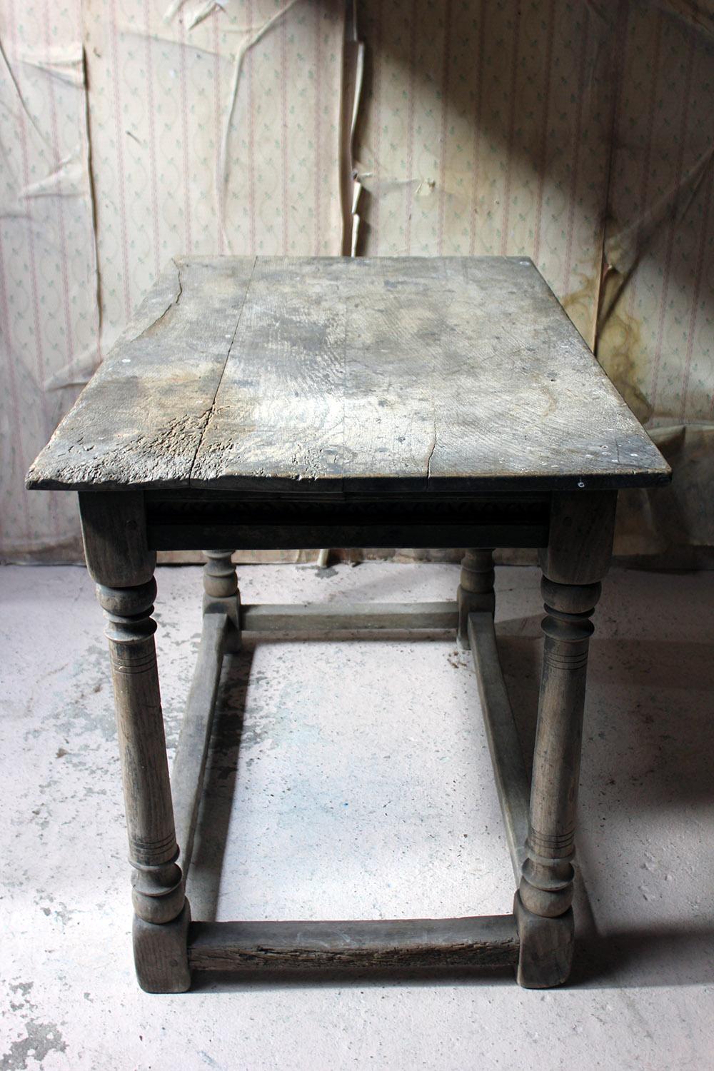 17th Century Dry Oak Charles II Period Side Table, circa 1680 5