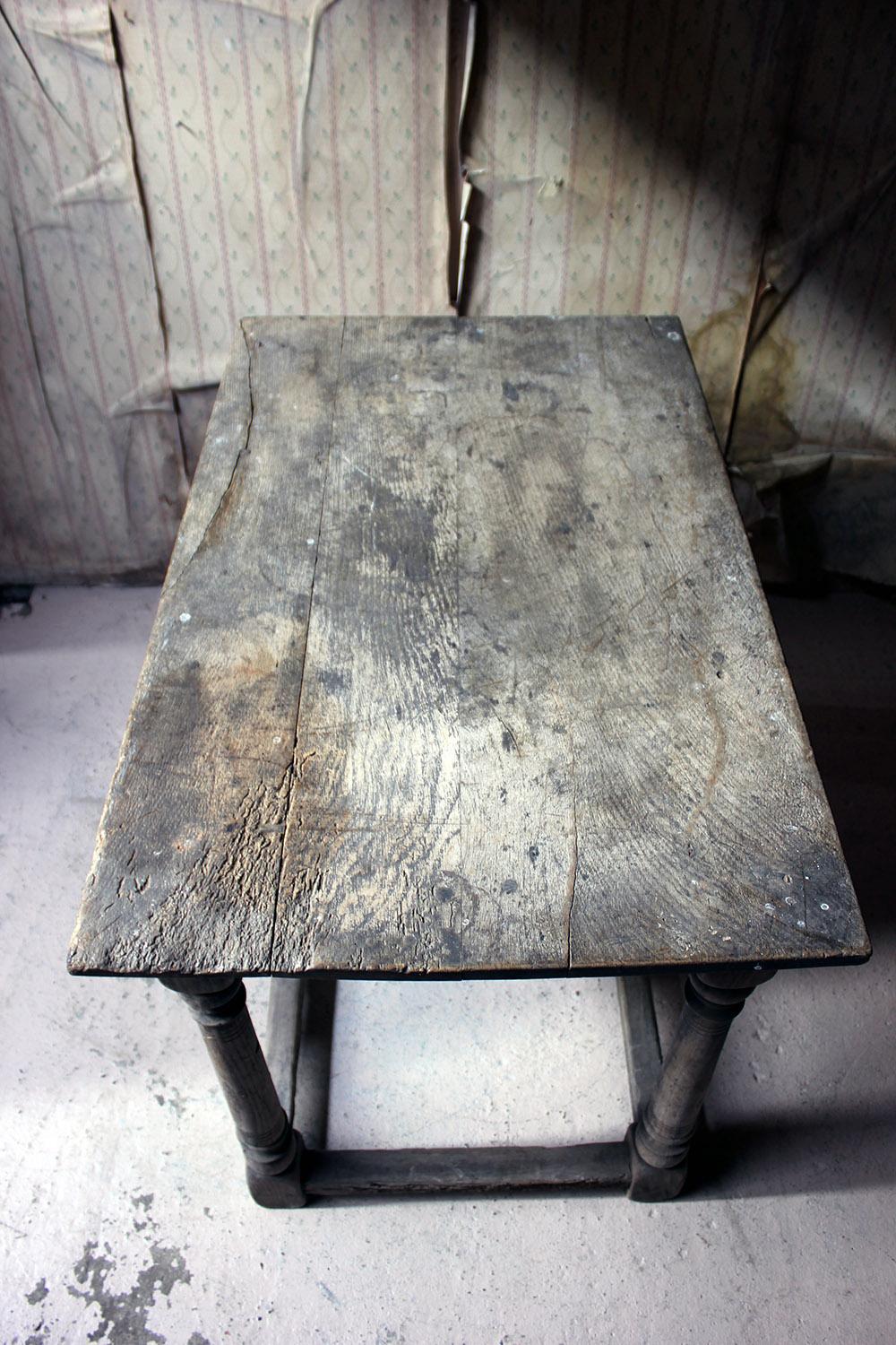 17th Century Dry Oak Charles II Period Side Table, circa 1680 6