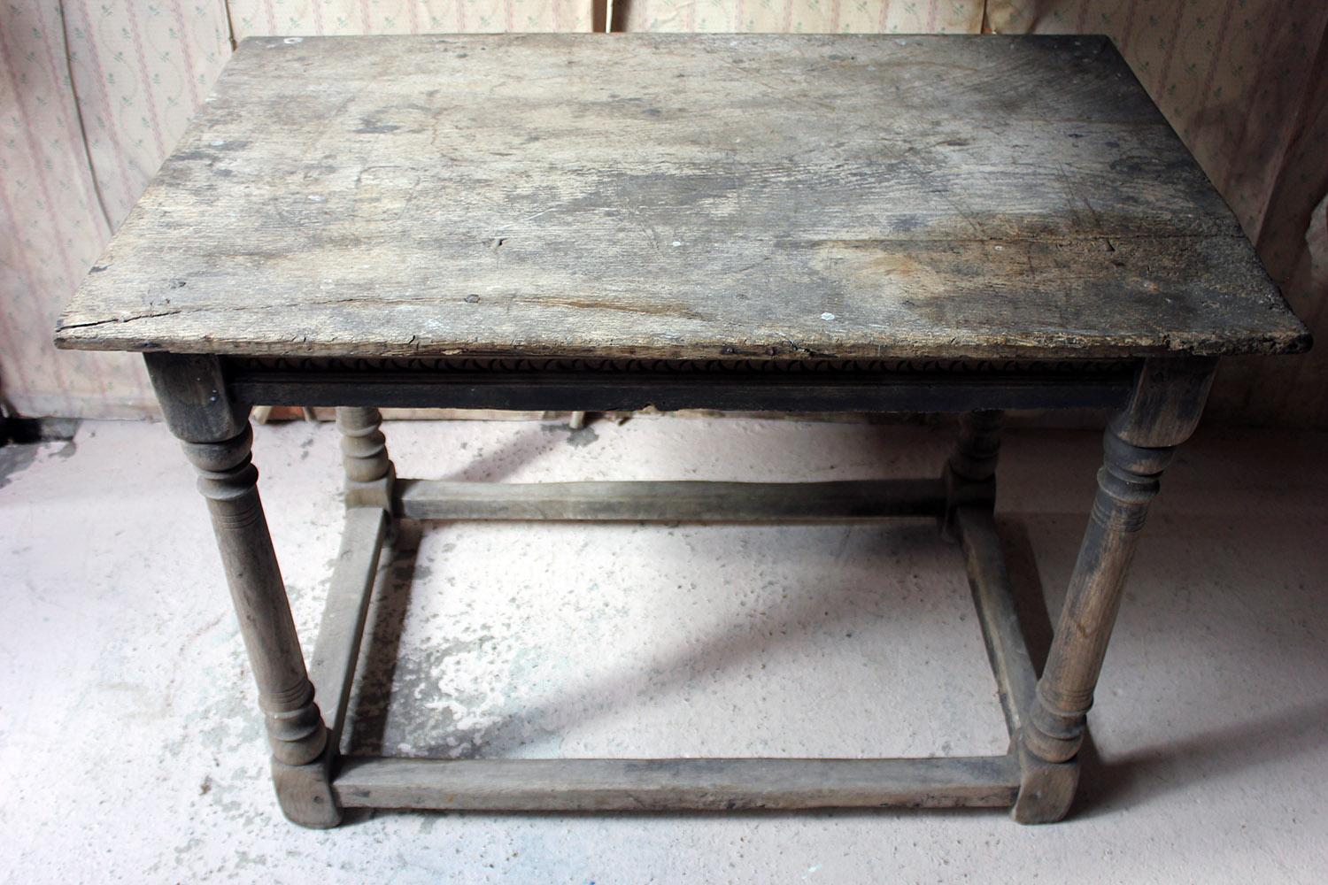 17th Century Dry Oak Charles II Period Side Table, circa 1680 9