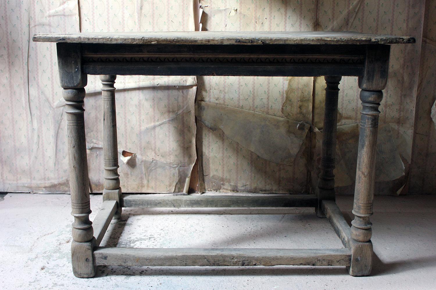 17th Century Dry Oak Charles II Period Side Table, circa 1680 10