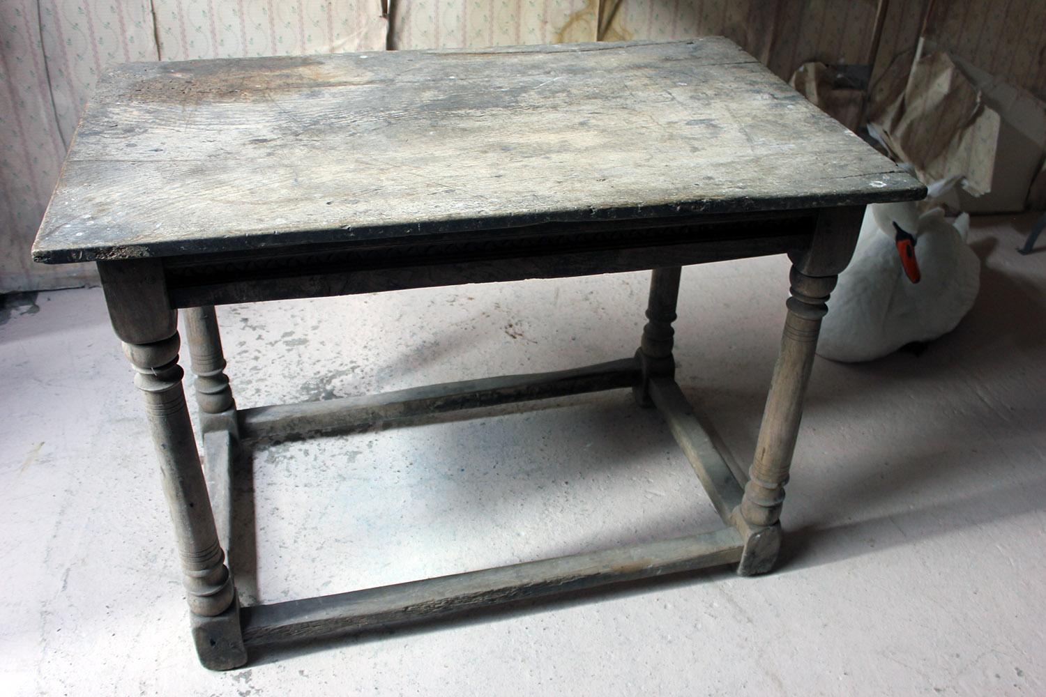 17th Century Dry Oak Charles II Period Side Table, circa 1680 12