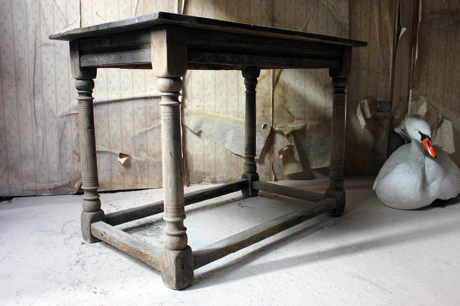 17th Century Dry Oak Charles II Period Side Table, circa 1680 13