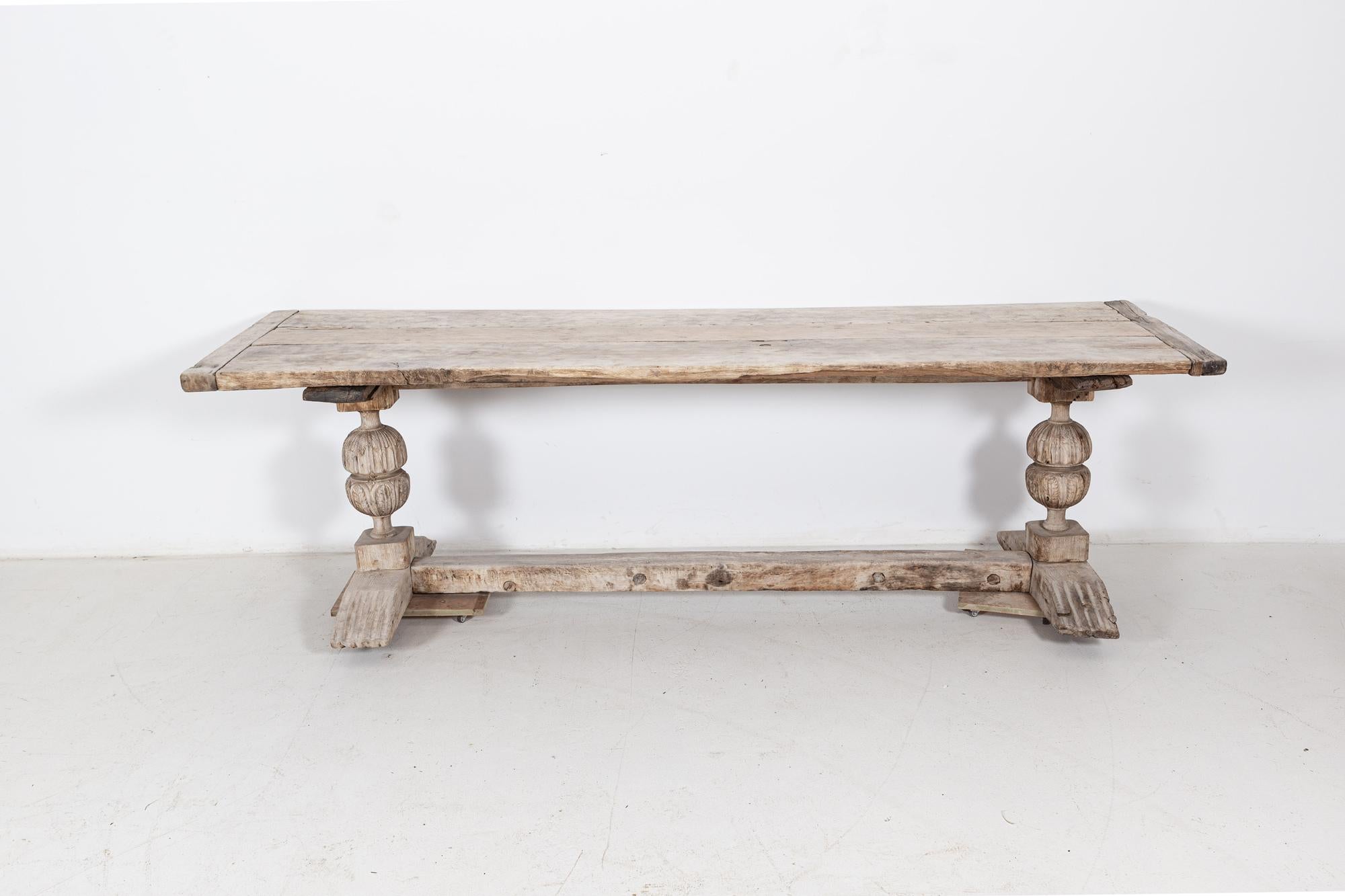 17thC English Bleached Oak Refectory Table 10