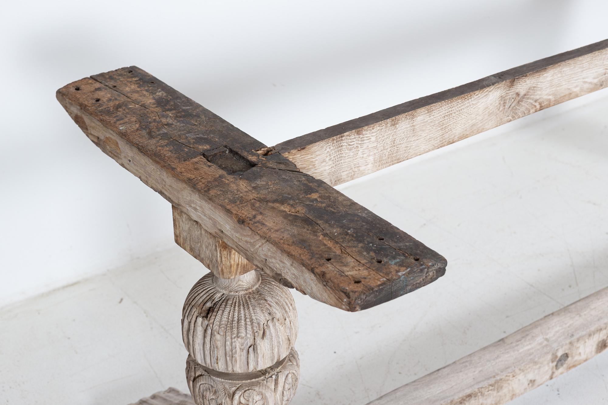 17thC English Bleached Oak Refectory Table 14