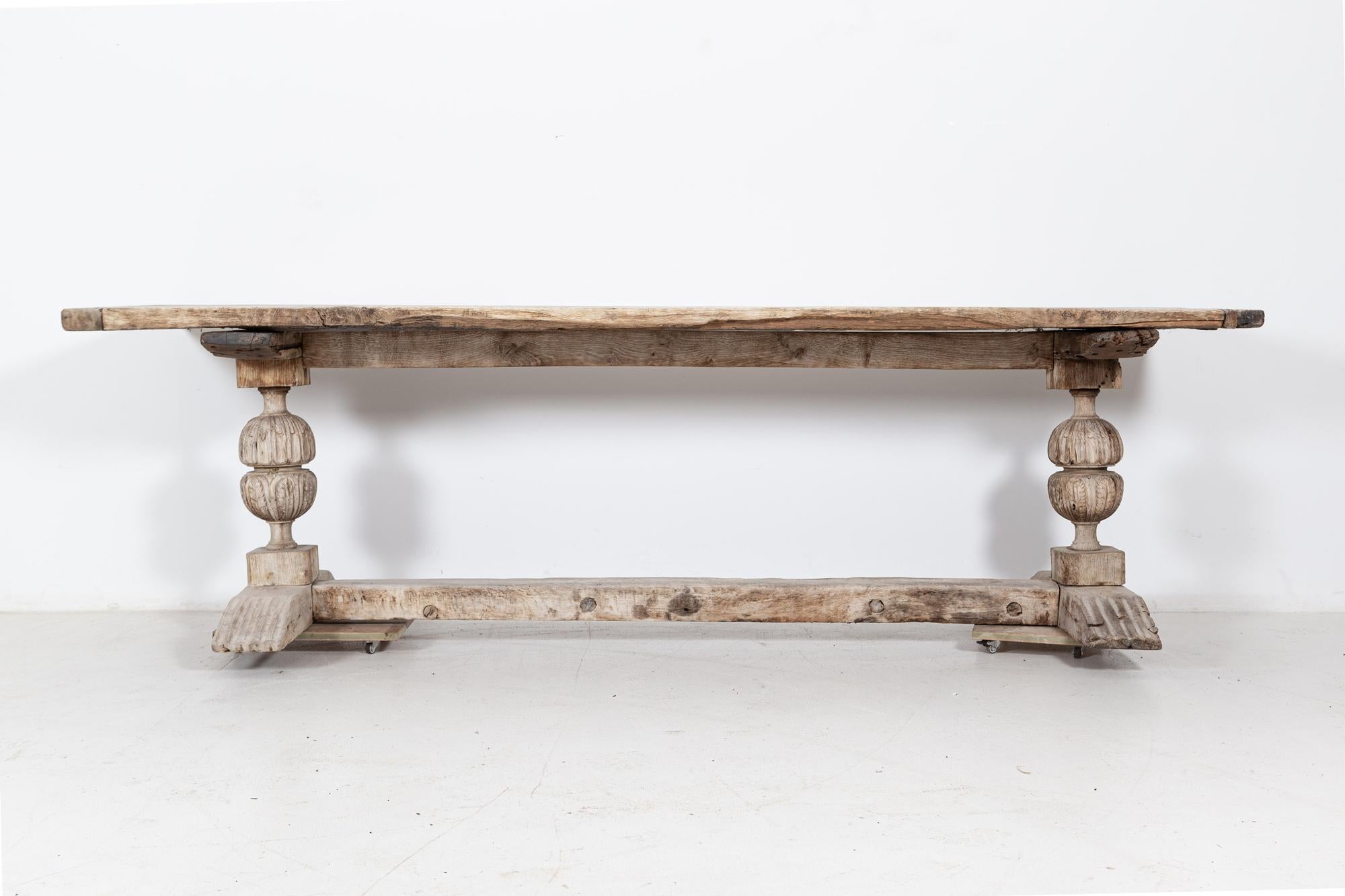 17thC English Bleached Oak Refectory Table 15