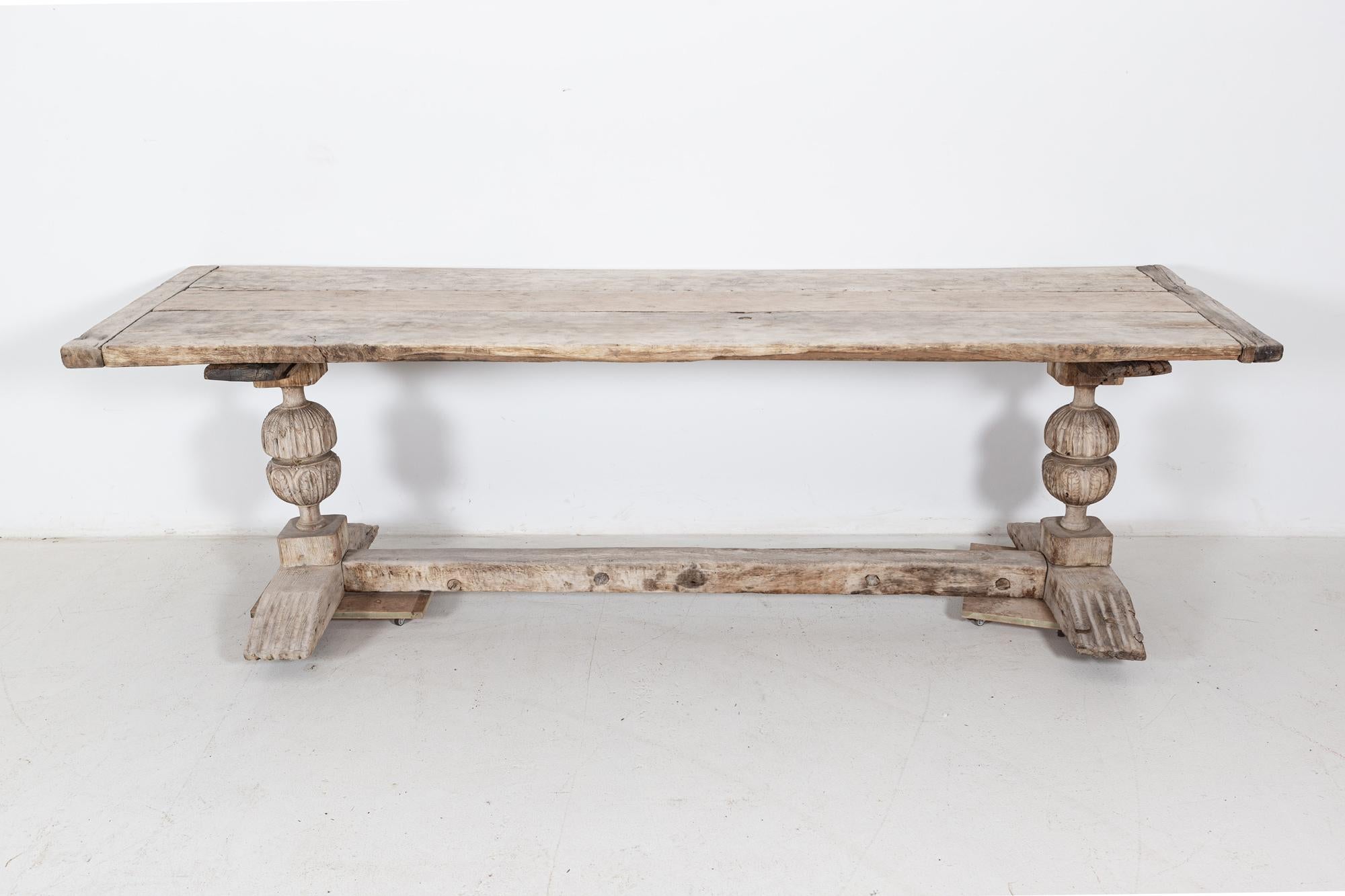 British 17thC English Bleached Oak Refectory Table