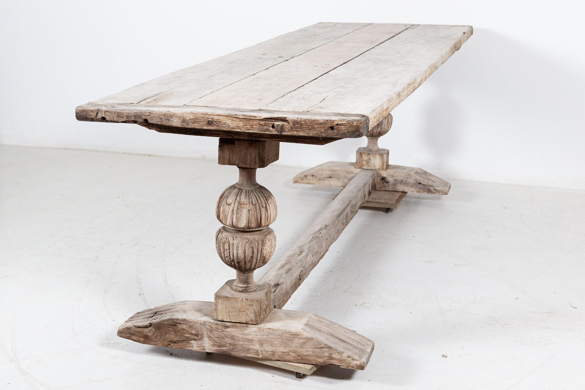 17thC English Bleached Oak Refectory Table 1
