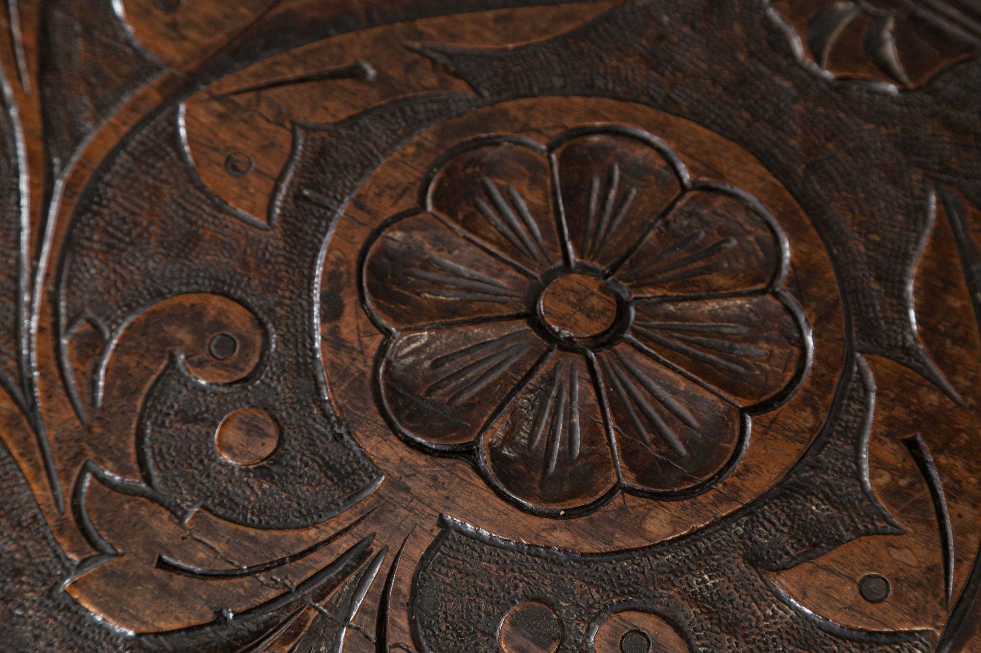 17thC English Carved Oak Coffer Chest For Sale 10