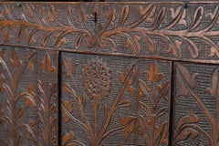 17thC English Carved Oak Mule Chest