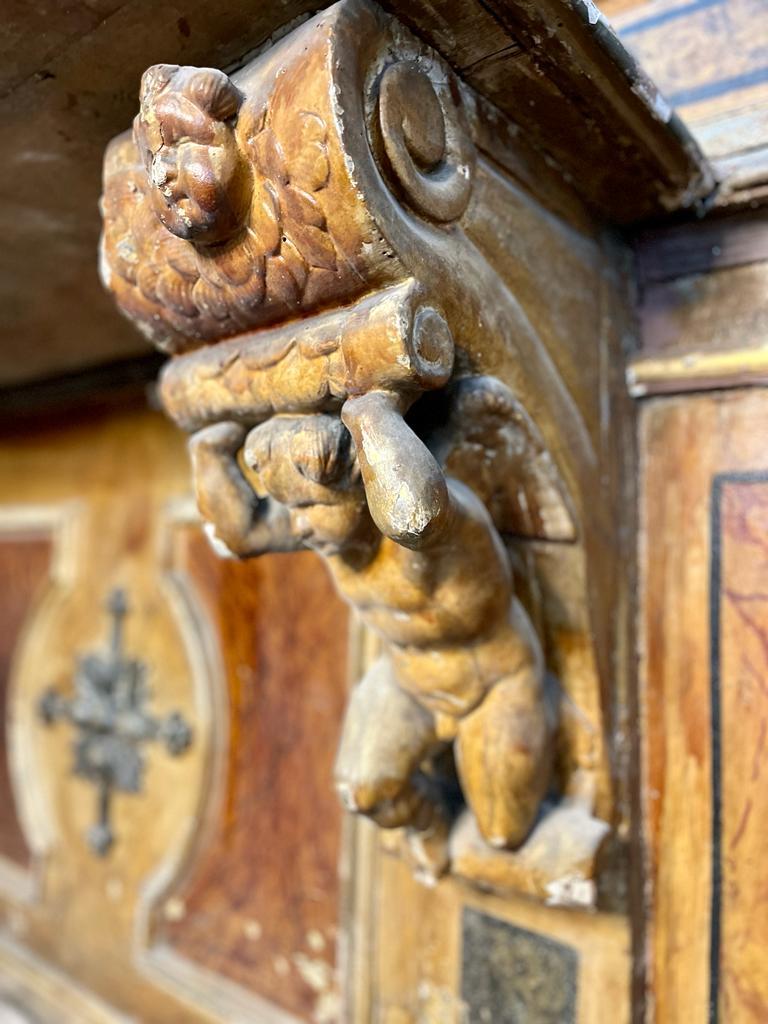 Italian 17thC faux marble altar For Sale