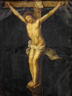17th Century Flemish Old Master Christ on the Cross Oil Painting on Copper