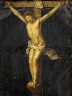 17. Jahrhundert Flemish Old Master Christus am Kreuz Ölgemälde auf Kupfer