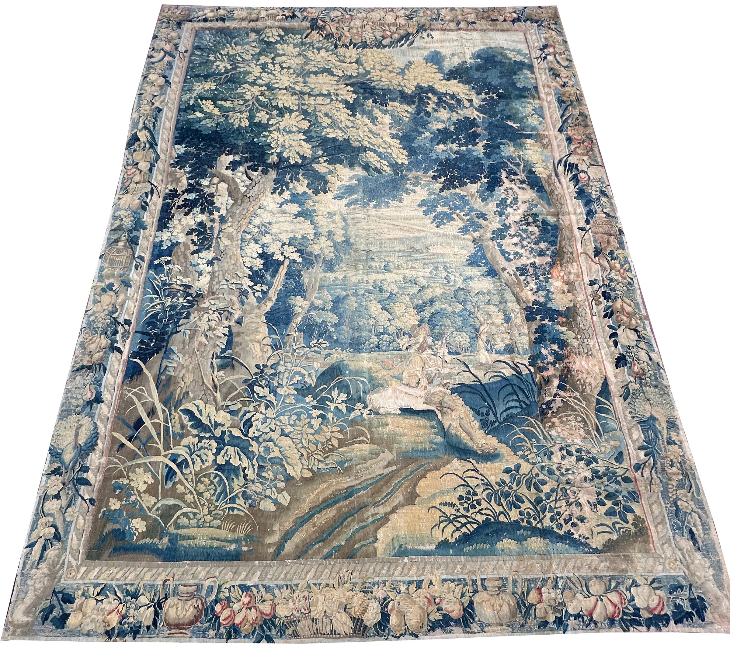 Tapiz Francés del S.XVII Raro Verdure Original 239x330cm Fina Lana y Seda 8x11 en venta 8