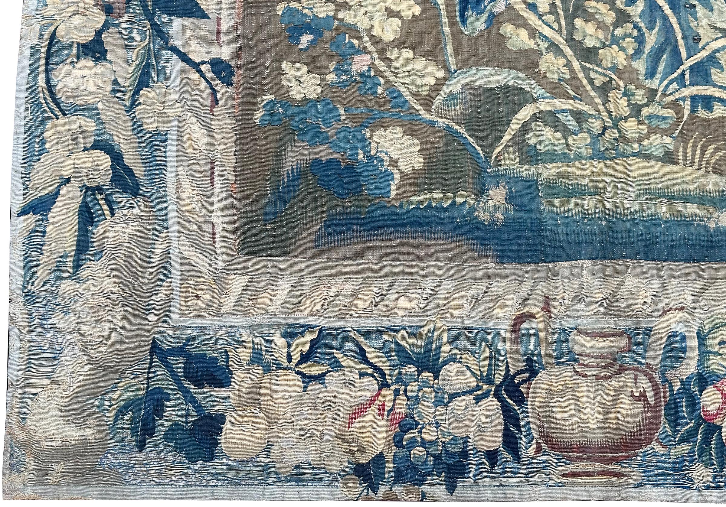 Tapiz Francés del S.XVII Raro Verdure Original 239x330cm Fina Lana y Seda 8x11 en venta 10