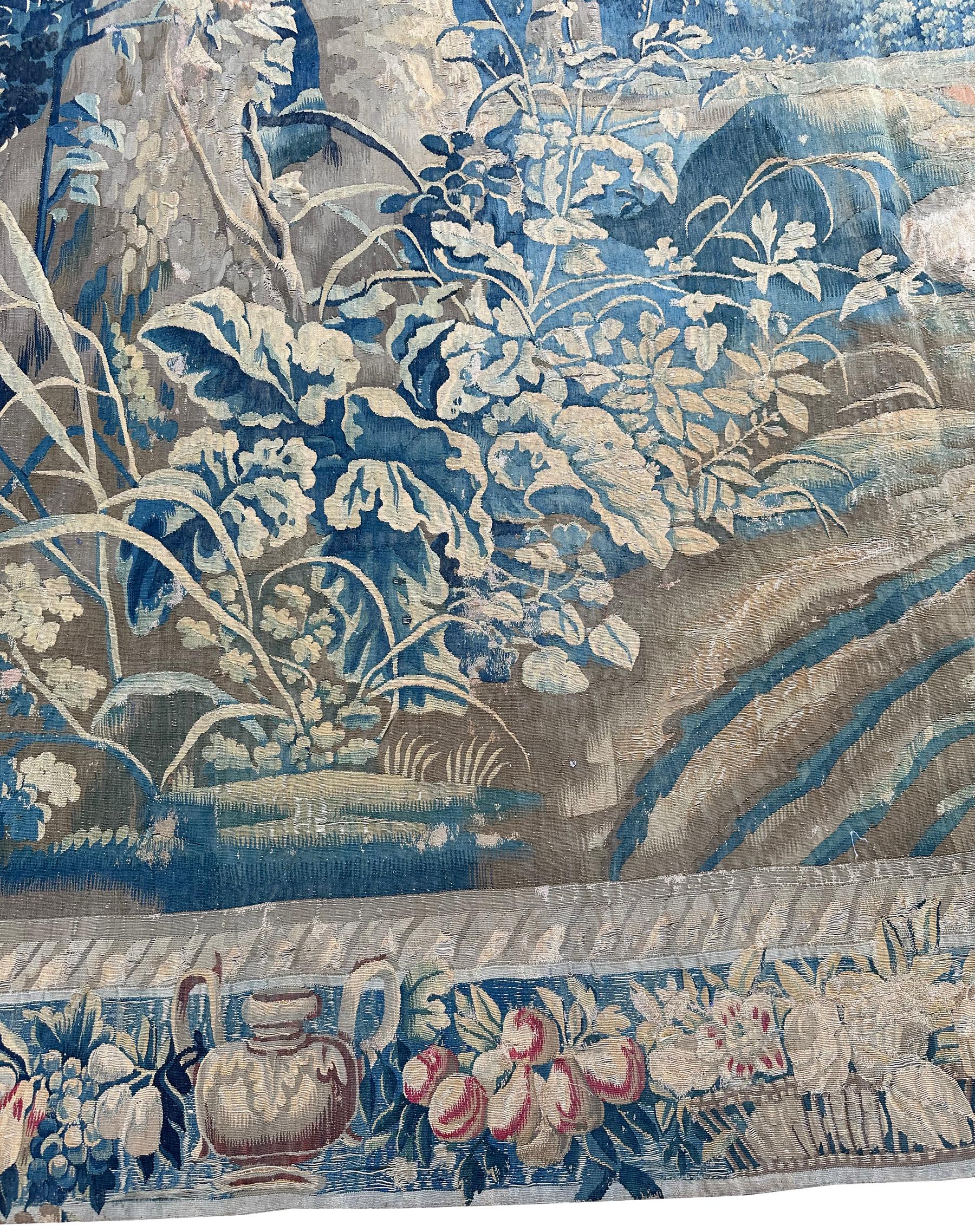 Tapiz Francés del S.XVII Raro Verdure Original 239x330cm Fina Lana y Seda 8x11 en venta 1
