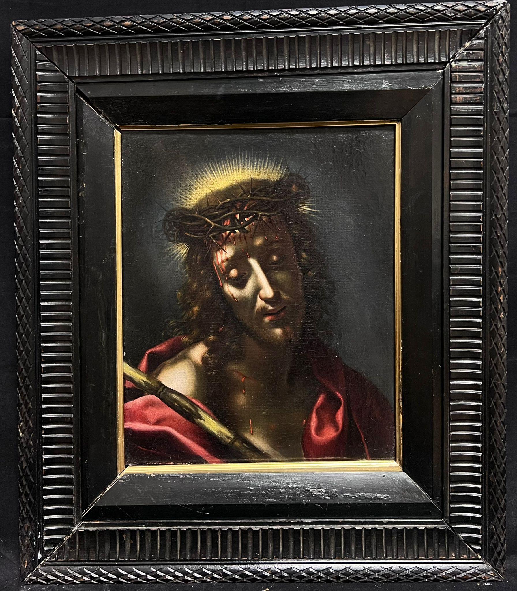 Cristo incoronato di spine Pittura ad olio sacra del XVII secolo Vecchio Maestro - Painting di 17thC Italian Old Master