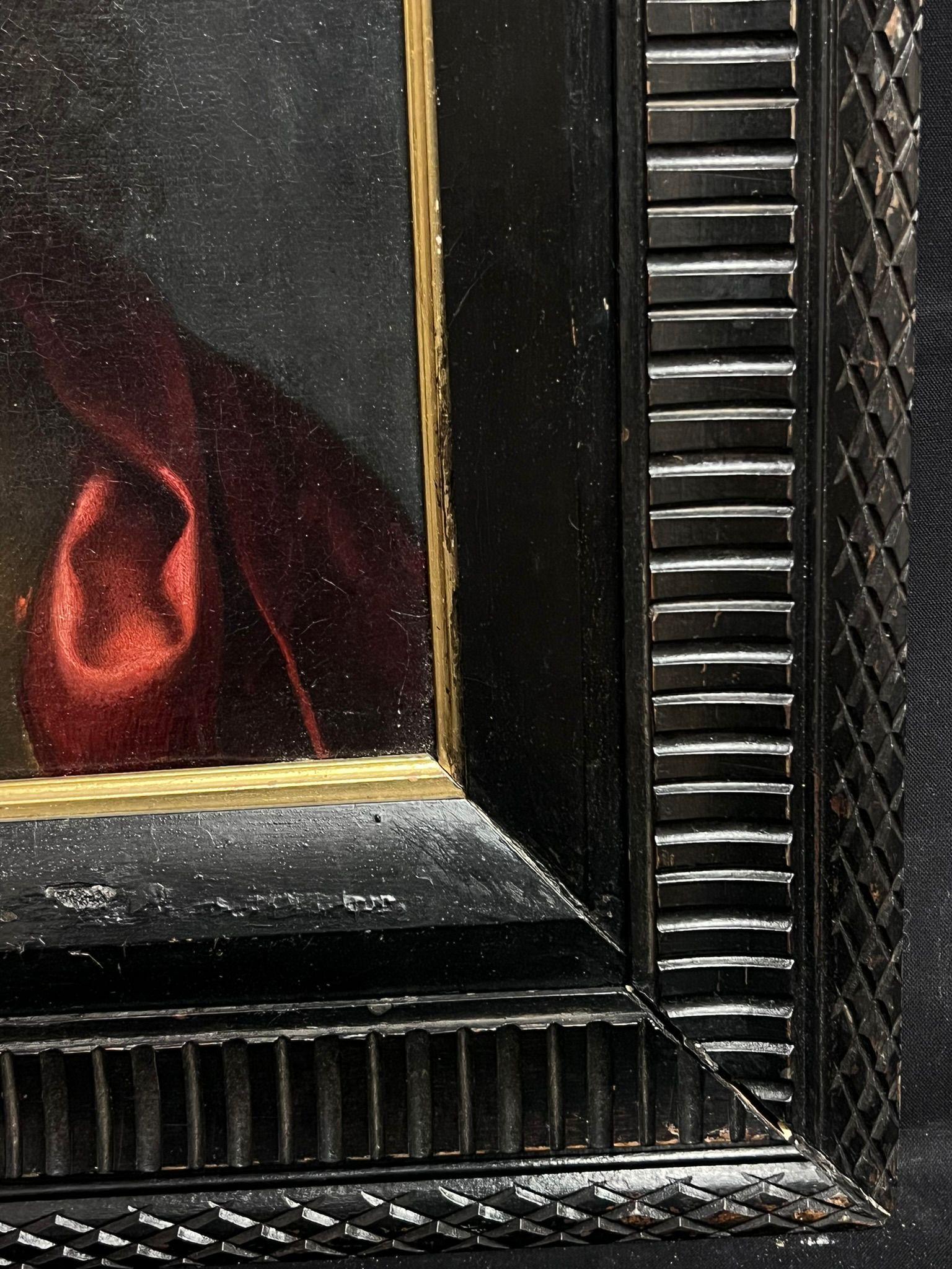 Cristo incoronato di spine Pittura ad olio sacra del XVII secolo Vecchio Maestro - Portrait Painting Nero di 17thC Italian Old Master