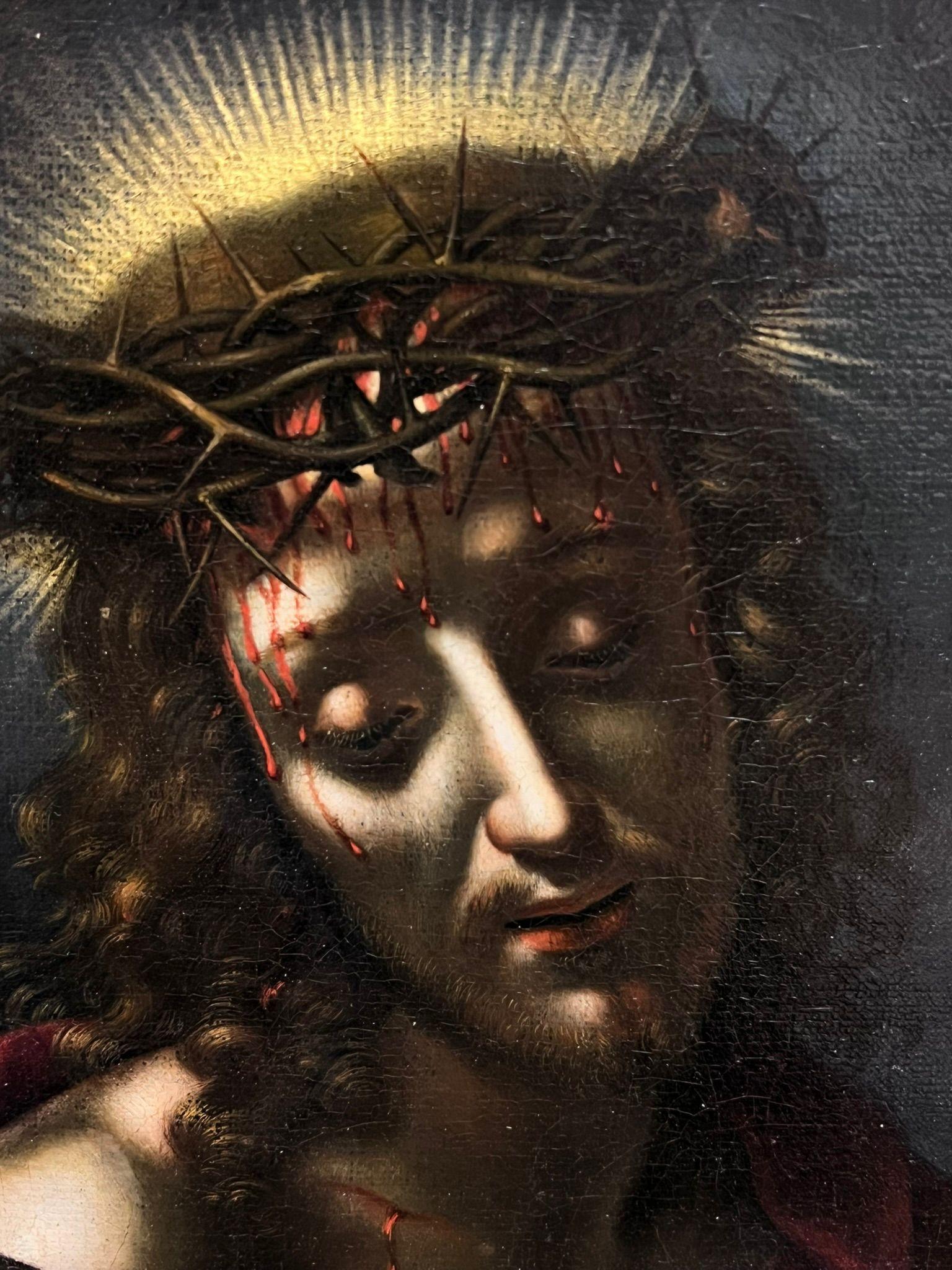 Cristo incoronato di spine Pittura ad olio sacra del XVII secolo Vecchio Maestro in vendita 1