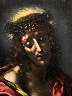 Christ Crowned With Thorns Sacred Oil Painting 17th Century Old Master Oil