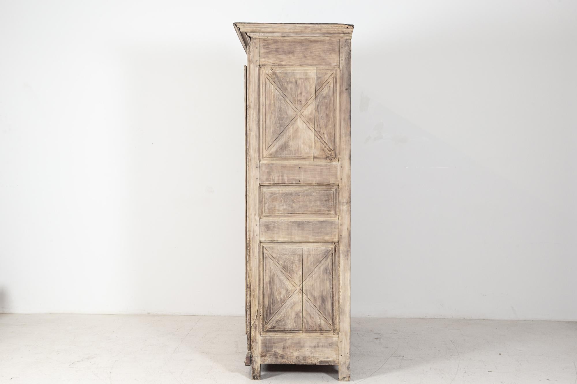 18th Century and Earlier 17th Century Louis XIII Bleached Walnut Provincial Armoire