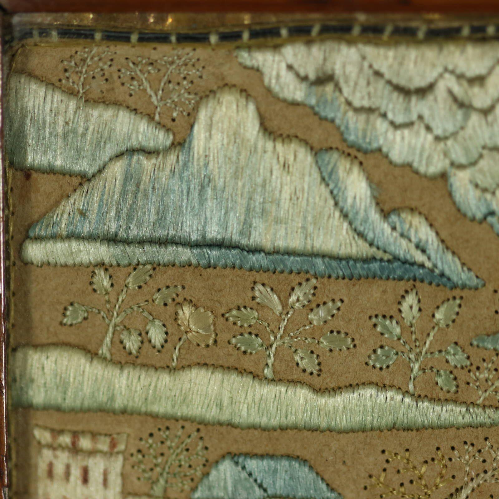17. Jahrhundert Miniatur Seidenstickerei Umkehrbares Bild im Angebot 6
