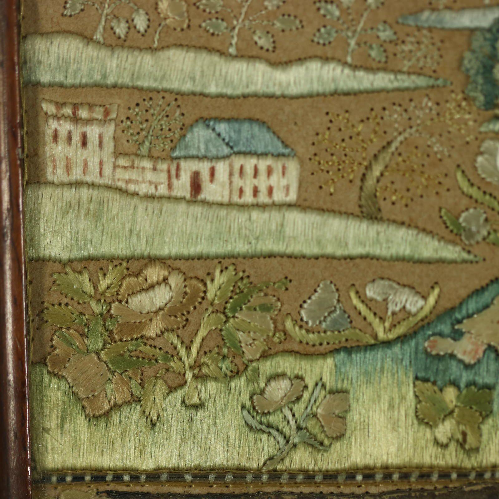Tableau réversible de broderie sur soie miniature du 17e siècle en vente 8
