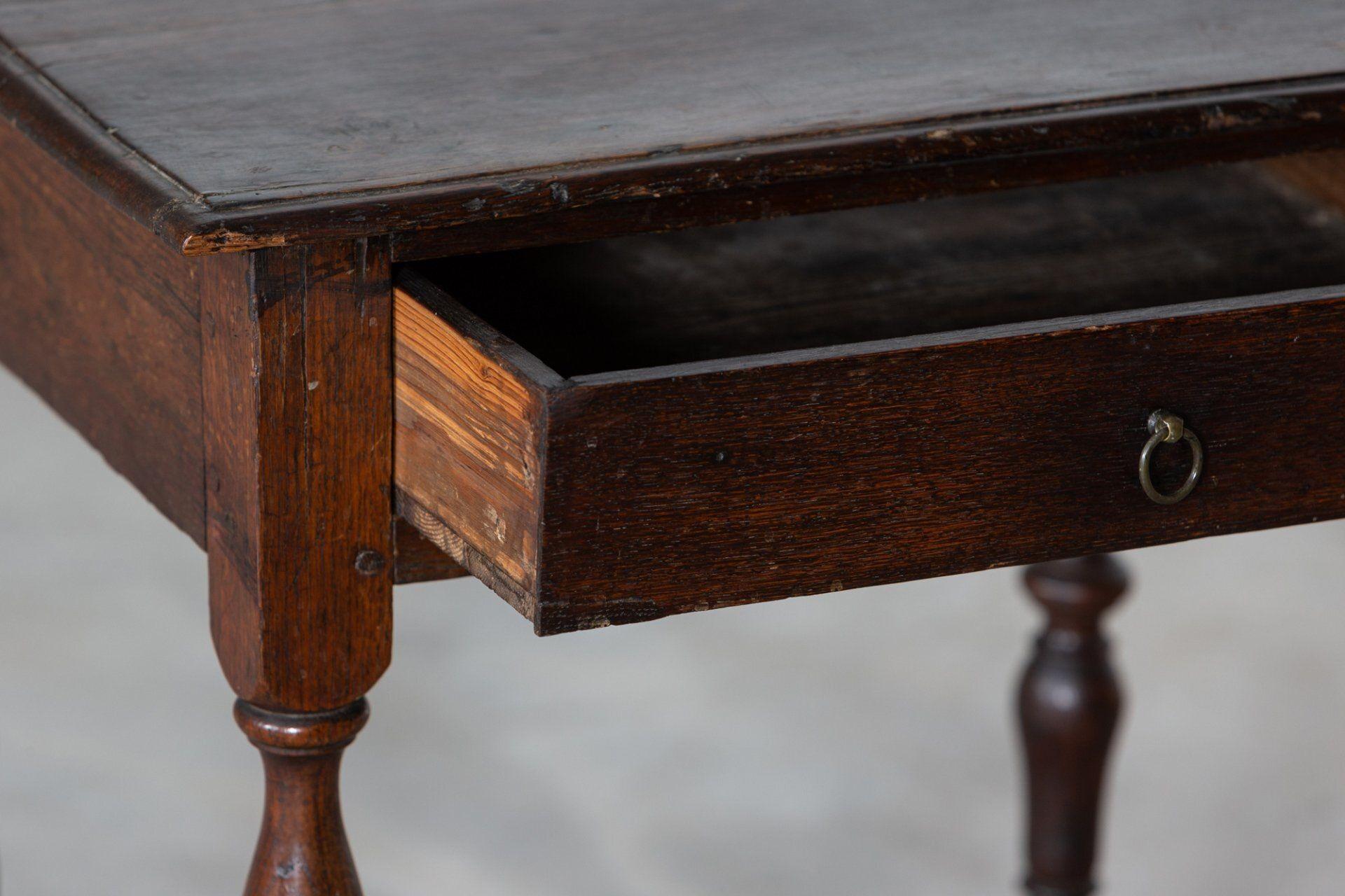 17thC William & Mary Oak & Fruitwood Lowboy Side Table For Sale 7