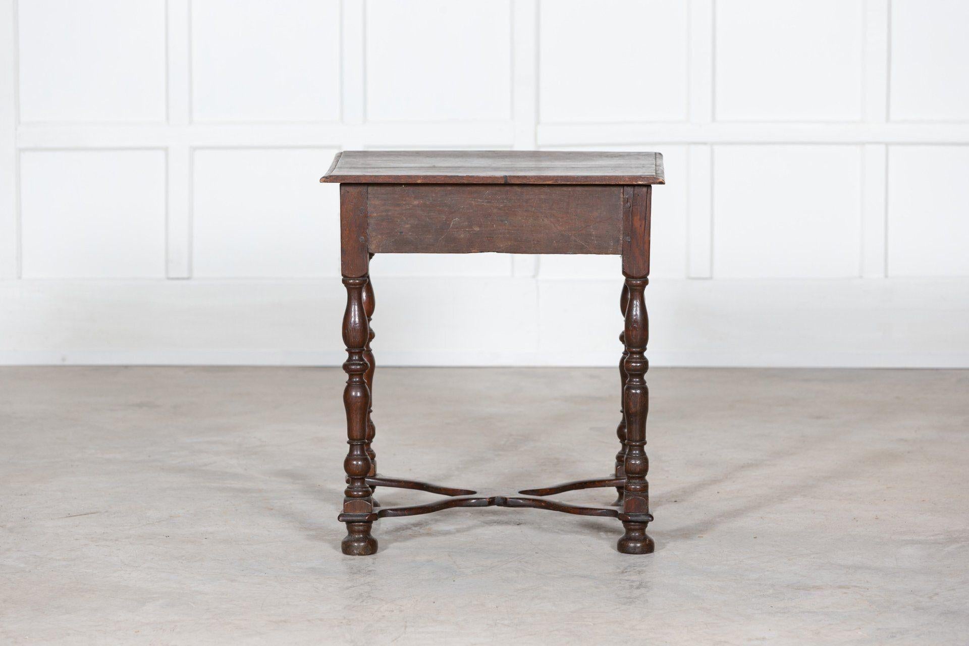 17thC William & Mary Oak & Fruitwood Lowboy Side Table For Sale 8