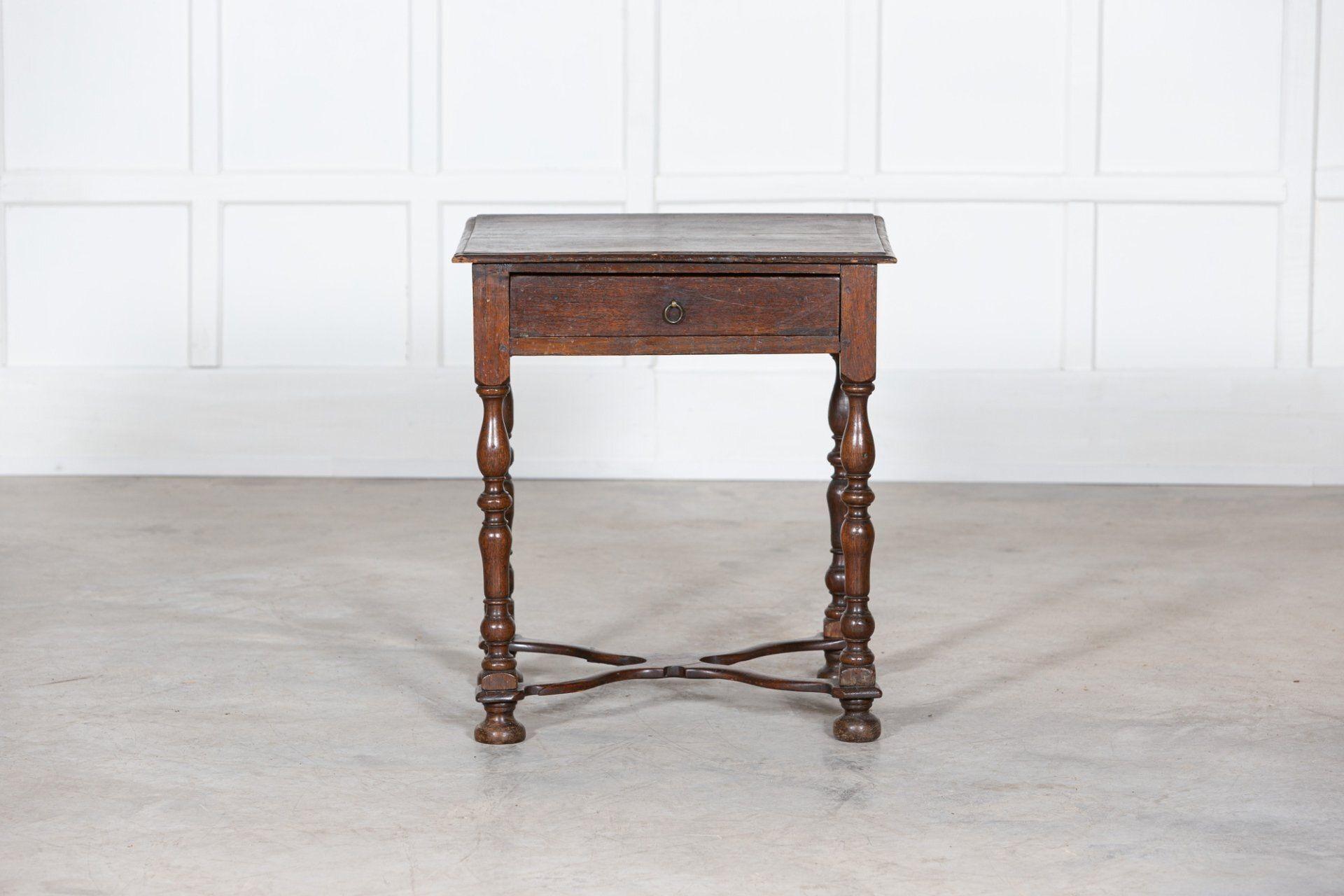 18th Century and Earlier 17thC William & Mary Oak & Fruitwood Lowboy Side Table For Sale