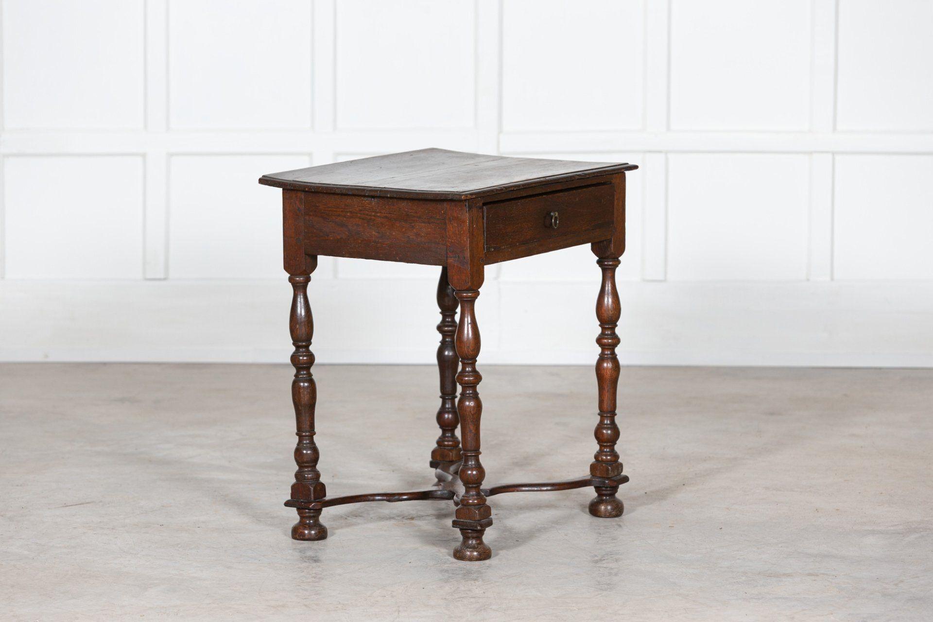 17thC William & Mary Oak & Fruitwood Lowboy Side Table For Sale 1