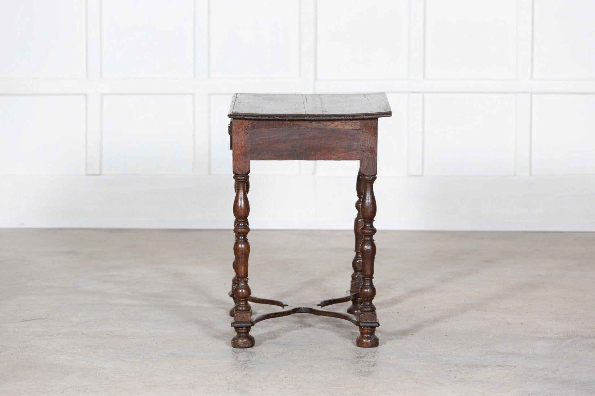 17thC William & Mary Oak & Fruitwood Lowboy Side Table For Sale 5