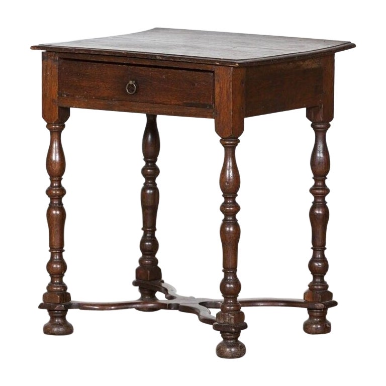 17thC William & Mary Oak & Fruitwood Lowboy Side Table