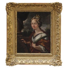 17th Century Saint Catherine Painting Oil on Canvas
