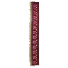 1.7x12.2 Ft Uzbek Red Wall Hanging, Embroidered Silk and Cotton Table Runner