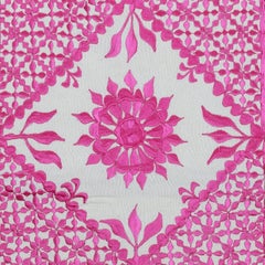 17"x17" Contemporary Throw Pillow. Pink Cushion Cover. Embroidered Pillowcase