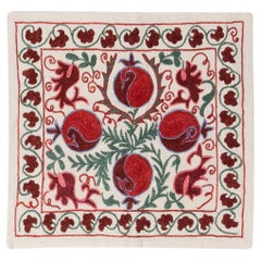 17"x17" Silk Embroidery Cushion Cover, Decorative Handmade Throw Pillow