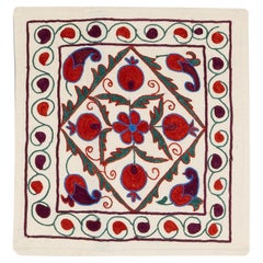 Revêtement de coussin carré en soie brodée de 17 pouces x 17 pouces, housse de coussin colorée