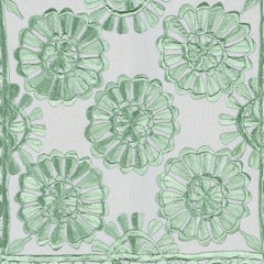 17"x18" All Cotton Cushion Cover. Suzani Lace Pillow. Green Pillowcase