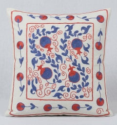 Fodera per cuscino in seta 17"x18", cuscino decorativo ricamato a mano, cuscino decorativo Suzani