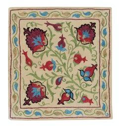 17"x18" Silk Embroidery Cushion Cover. Traditional Handmade Accent Pillow
