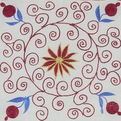 17"x18" Silk Embroidery Lace Pillow Cover, Handmade Suzani Pillow. Throw Pillow