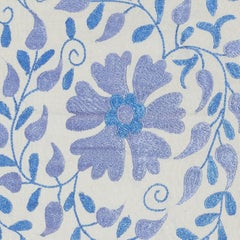 Copricuscino ricamato in cotone 100% 17 "x19". Federa a mano di colore blu