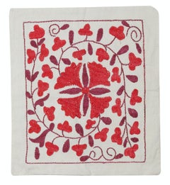 17"x19" Embroidery Cushion Cover. Red Accent Pillow. Traditional Throw Pillow